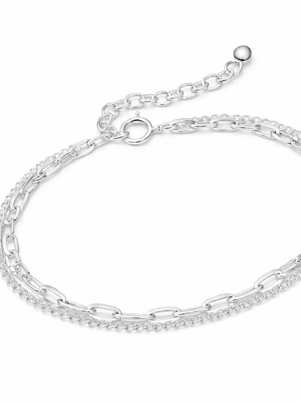 925 Sterling Silver “Layered Luxe Chain Bracelet Double Strand Adjustable